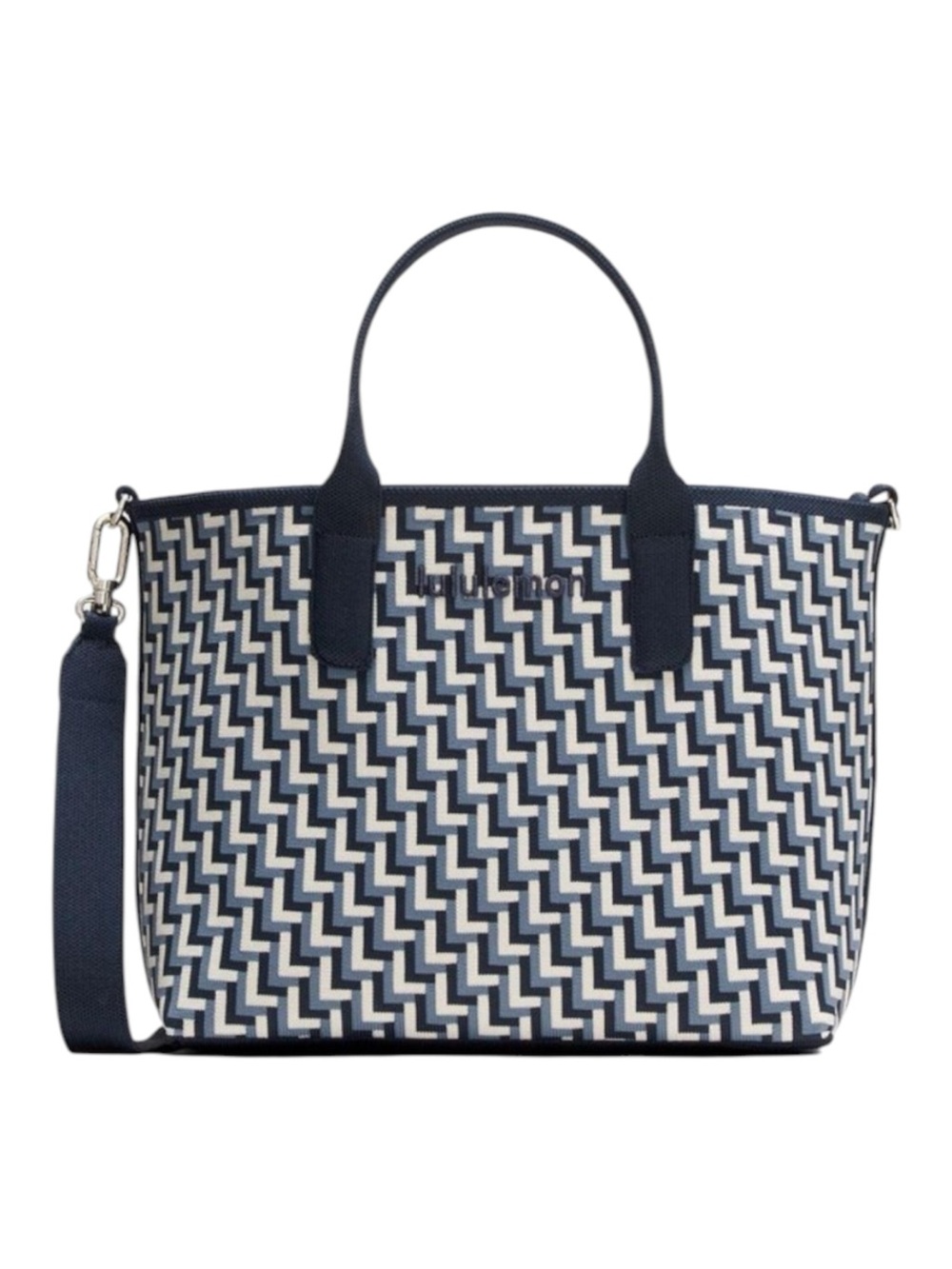 Lululemon classic knit blue white small 8L tote bag with crossbody strap